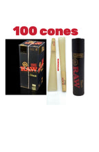 Load image into Gallery viewer, Raw black classic 1 1/4 size pre rolled cone with tip 50pk | 100pk | 200pk | 300pk + Raw clipper lighter