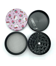 Load image into Gallery viewer, Pink hello kitty strawberry herb grinder | 2 Inch 4 Piece Large Aluminum Herb Spice Grinder Crusher