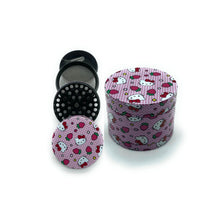 Load image into Gallery viewer, Pink hello kitty strawberry herb grinder | 2 Inch 4 Piece Large Aluminum Herb Spice Grinder Crusher