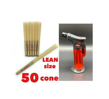 Load image into Gallery viewer, RAW pre rolled cone LEAN size 50pk | 100pk | 200pk + jet flame refillable torch lighter RED color