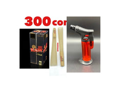 Load image into Gallery viewer, RAW black pre rolled cone 1 1/4 size | 100pk | 200pk | 300pk + jet flame refillable torch lighter RED color