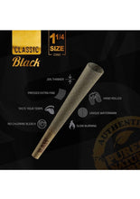 Load image into Gallery viewer, RAW black pre rolled cone 1 1/4 size | 100pk | 200pk | 300pk + jet flame refillable torch lighter RED color