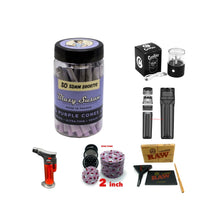 Load image into Gallery viewer, Blazy Susan PURPLE pre rolled cone 53mm shortys size 50ct jar | raw cone loader |kitty grinder |3in1 grinder | torch | rechargeable grinder