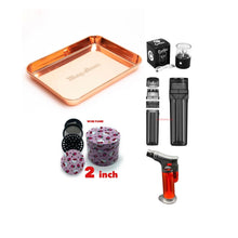 Load image into Gallery viewer, Blazy Susan Stainless Steel rolling tray rose gold | hello kitty grinder | 3in1 grinder | torch lighter | rechargeable electric grinder