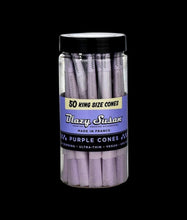 Load image into Gallery viewer, Blazy Susan PURPLE pre rolled cone king size 50ct jar | raw cone loader | kitty grinder | 3in1 grinder | torch | rechargeable grinder