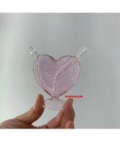 Load image into Gallery viewer, glass pink heart water bubbler pipe
