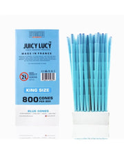 Load image into Gallery viewer, JUICY LUCY  BLUE cone KING size (200pk, 100pk, 50pk) MADE IN FRANCE+3in1 herb filler grinder
