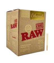 Load image into Gallery viewer, RAW Classic Ethereal 1 1/4 Size Backrolled Pre-Rolled Cone + Raw Phoenix + Extendo Lighter + Glass Tip
