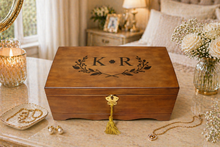 Load image into Gallery viewer, Personalized engraved wooden jewelry box
