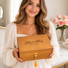 Load image into Gallery viewer, Personalized engraved wooden memory box keepsake box large size
