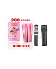 Load image into Gallery viewer, JUICY LUCY PINK cone KING size (200pk, 100pk, 50pk) MADE IN FRANCE+3in1 herb filler grinder
