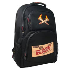 Load image into Gallery viewer, Raw rolling black backpack duffels
