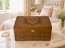 Load image into Gallery viewer, Personalized engraved wooden jewelry box large size
