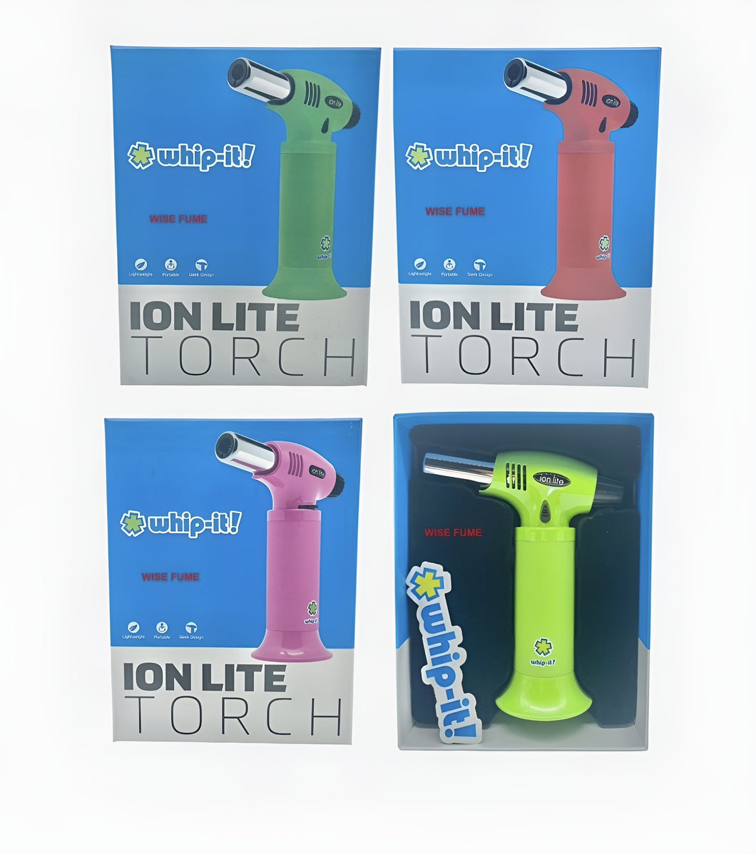 Whip-it ion lite torch refillable butan torch adjustable flame 2500°F, safety lock for soldering