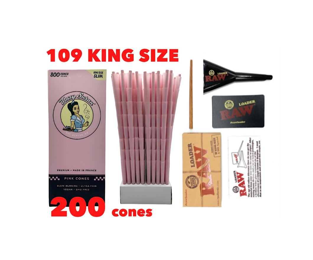 Blazy Susan pink cones 109mm king size  200 l 100 l 50cones + raw 98 king size cone loader kit