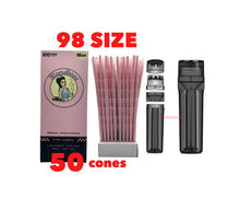 Load image into Gallery viewer, Blazy Susan pink pre rolled cone 98MM 98 size made in France 50pk | 100pk | 200pk + new design portable 3 in 1 herb  grinder
