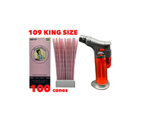 Load image into Gallery viewer, Blazy Susan pink pre rolled cone 109MM king size 50PK | 100PK | 200PK + jet flame torch lighter refillable RED color
