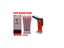 Load image into Gallery viewer, Blazy Susan pink pre rolled cone 109MM king size 50PK | 100PK | 200PK + jet flame torch lighter refillable RED color
