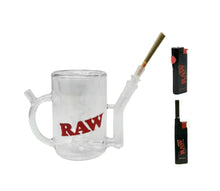 Load image into Gallery viewer, Raw Wake Up Bake Up Glass Mug Glass Bubbler Mug +Raw Phoenix Lighter + Raw Extendo Lighter
