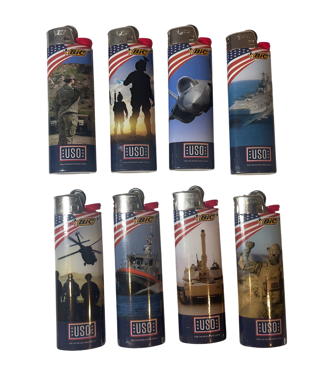 Bic USO army military large size  lighters 8pieces limited edition
