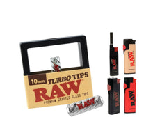 Load image into Gallery viewer, Raw Turbo Glass Tip 10mm + Raw Extendo Lighter + Raw Phoenix Lighter (Red Black Brown color) Refillable

