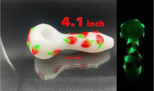 Load image into Gallery viewer, Glass strawberry glow in the dark pipe

