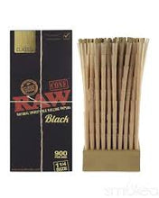 Load image into Gallery viewer, Raw black 1 1/4 size pre rolled cone (50, 100, 200, 300, 400, 500) + glass cone holder tip + double cone &amp; mini lighter double joint holder
