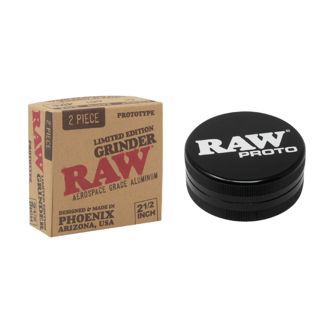 RAW PROTO aerospace-grade aluminum grinder 2.5” black color