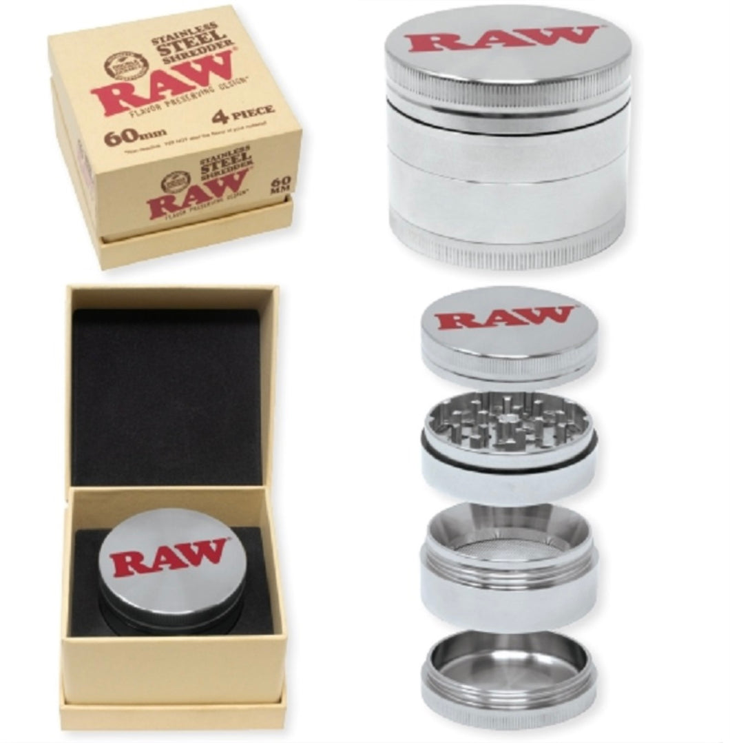 RAW stainless steel grinder 60mm RAW shredder 4 piece grinder