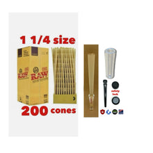 Load image into Gallery viewer, raw cone classic 1 1/4 size pre rolled cone(50, 100, 200, 300, 400, 500)+GLASS cone tip+doob tube
