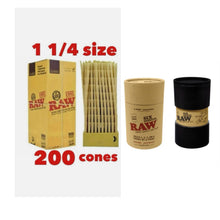 Load image into Gallery viewer, RAW classic 1 1/4 size pre rolled cone (50, 100, 200, 300, 400, 500)+raw 1 1/4 size cone 6 six Shooter filler
