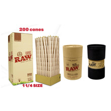 Load image into Gallery viewer, RAW black 1 1/4 size pre rolled cone (50, 100, 200, 300, 400, 500)+raw 1 1/4 size cone 6 six Shooter filler
