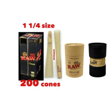 Load image into Gallery viewer, RAW black 1 1/4 size pre rolled cone (50, 100, 200, 300, 400, 500)+raw 1 1/4 size cone 6 six Shooter filler
