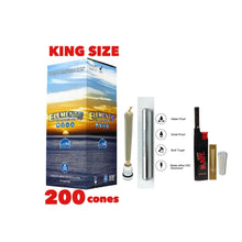 Load image into Gallery viewer, Elements King Size cone pre rolled (50, 100, 200, 300, 400, 500) + Raw Extendo refillable lighter + Aluminum Doob Tube + Glass Tip
