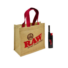 Load image into Gallery viewer, Raw Burlap Carry All Tote Bag + Raw Phoenix Refillable Lighter
