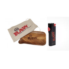 Load image into Gallery viewer, Raw Wooden Pour Rolling Tray 11”x7” with storage bag + Raw Phoenix Lighter
