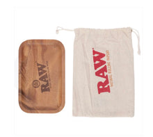 Load image into Gallery viewer, Raw Wooden Pour Rolling Tray 11”x7” with storage bag + Raw Phoenix Lighter
