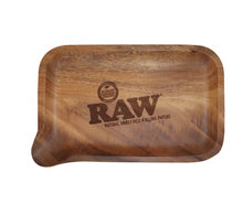 Load image into Gallery viewer, Raw Wooden Pour Rolling Tray 11”x7” with storage bag + Raw Phoenix Lighter
