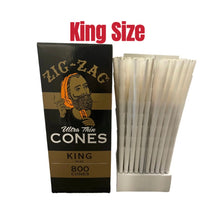 Load image into Gallery viewer, Zig Zag Ultra Thin King Size cone pre rolled + Zig Zag Clipper Refillable Lighter + Glass Tip
