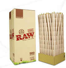 Load image into Gallery viewer, Raw organic 1 1/4 size pre-rolled cone (25, 50, 100, 200, 300, 400, 500) + RAW 1 1/4 size caddy tin box
