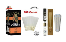 Load image into Gallery viewer, Zig Zag Ultra Thin 1 1/4 Size cone pre rolled + Zig Zag Clipper Refillable Lighter + Glass tip
