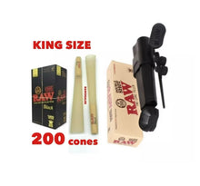 Load image into Gallery viewer, Raw black king size pre-rolled cone 25/50/100/200/300 + RAW double shot 2 cone filler loader
