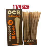 Load image into Gallery viewer, OCB Unbleached 1 1/4 Size cone pre rolled (50, 100, 200, 300, 400, 500) + Raw Extendo refillable lighter + Cone Glass Holder Tip
