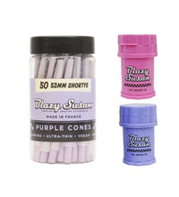 Load image into Gallery viewer, Blazy Susan purple 53mm size pre rolled cone (50 jar) + Blazy Susan mini 4-piece herb saver grinder
