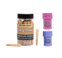 Load image into Gallery viewer, Blazy Susan unbleached 53mm size pre rolled cone (50 jar) + Blazy Susan mini 4-piece herb saver grinder
