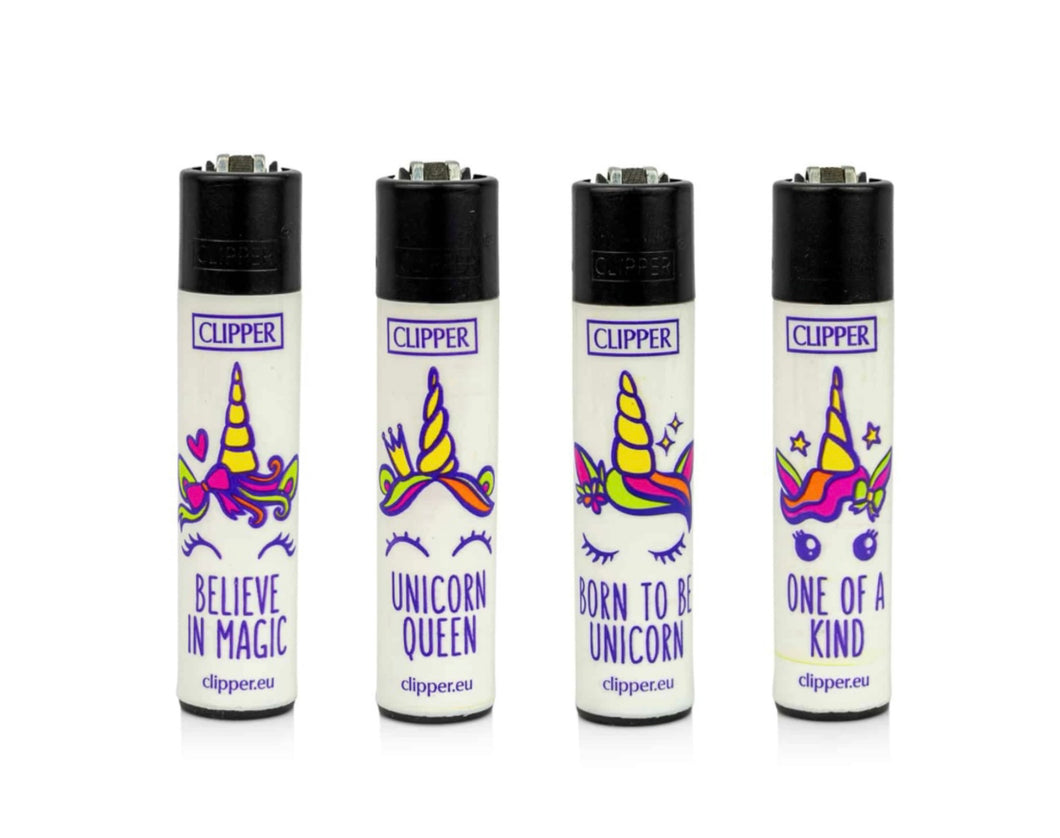 Clipper refillable unicorn collection lighters 4 pack