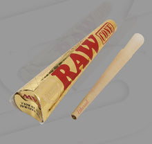 Load image into Gallery viewer, RAW classic ethereal king size pre rolled cone + raw phoenix lighter + raw extendo lighter
