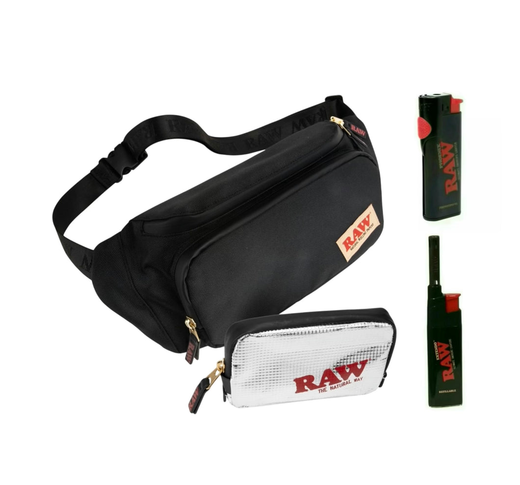 Raw X Rolling Sling Bag + Phoenix Lighter + Extendo Lighter