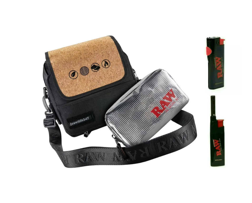 Raw X Rolling Day Sling Crossbody Bag + Phoenix Lighter + Extendo Lighter