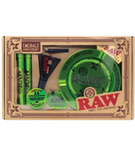 Load image into Gallery viewer, RAW 20th anniversary emerald gift set limited edition + RAW phoenix lighter + RAW extendo lighter
